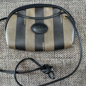 Allan Edward Black and Gold Crossbody Bag with Adjustable Strap